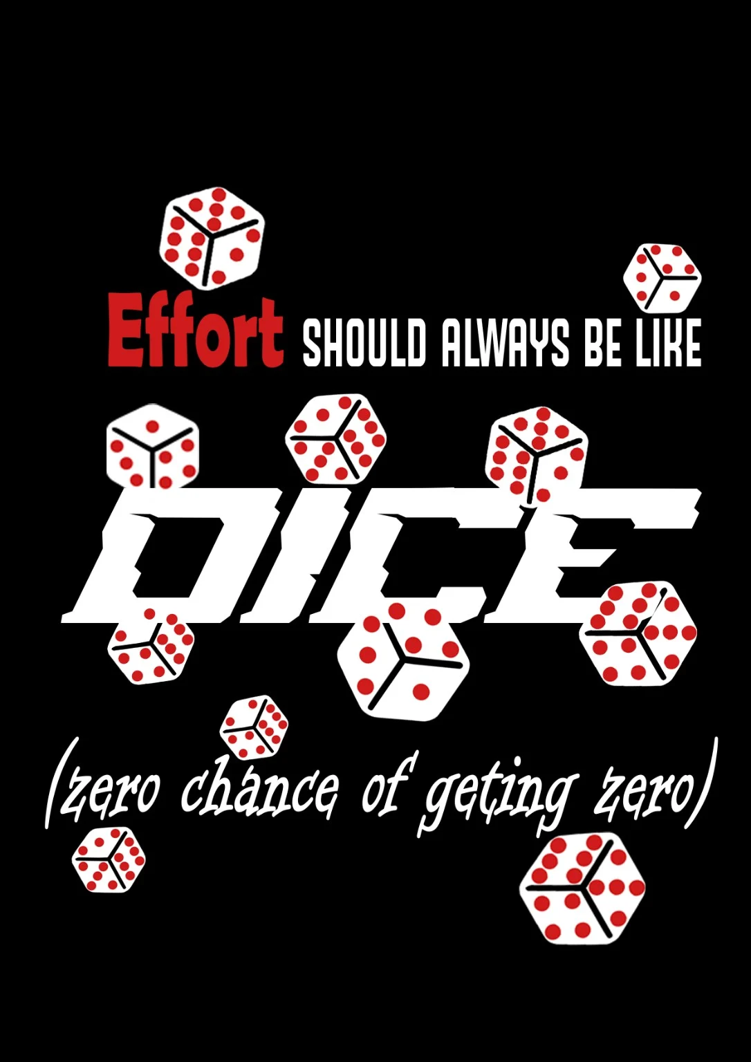 Effort Dice Tee — original Effort leaves no zero. graphic, artwork preview